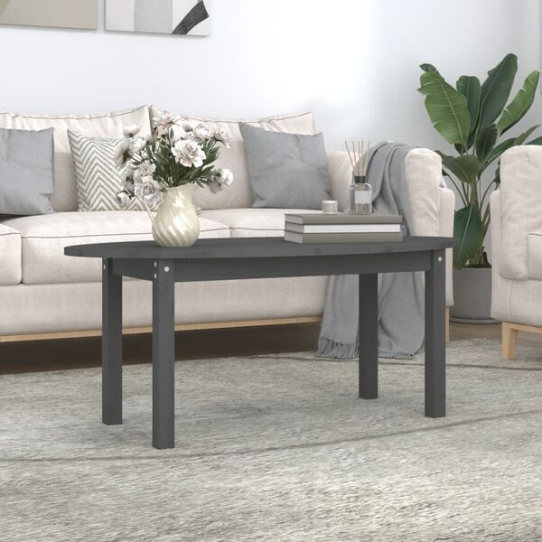 vidaXL Tavolino da Salotto Grigio 110x55x45 cm Legno Massello di Pino