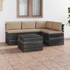 vidaXL Set Divani da Giardino su Pallet 5 pz con Cuscini Massello Pino