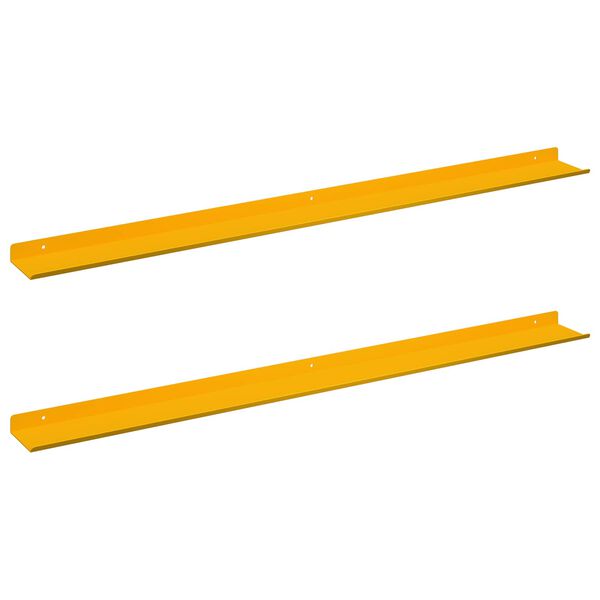 vidaXL Mensola sospesa 2 pcs Giallo senape 100 x 9 x 2,5 cm Acciaio