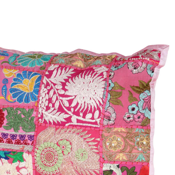 vidaXL Cuscini Patchwork 2 pz Realizzati a Mano 45x45 cm Rosa/Turchese