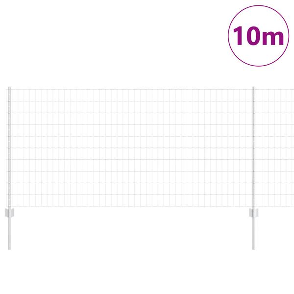 vidaXL Recinzione con Posto Argento 1 x 10 m Acciaio