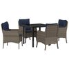 vidaXL Set da Pranzo per Giardino con cuscino 5 pcs Grigio polyrattan