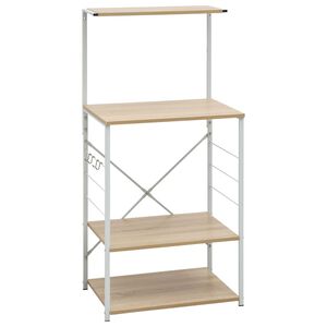 vidaXL Mobile Microonde Bianco Rovere 60x39,6x123cm Legno Multistrato