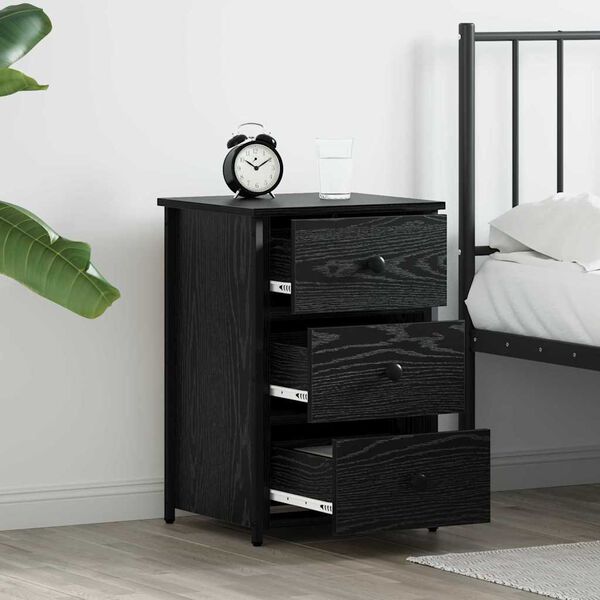 vidaXL Armadio da Notte con cassetto Rovere Nero 40 x 36 x 60 cm