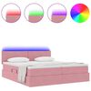 vidaXL Letto con luci a strisce a LED Rosa 180 x 200 cm Velluto