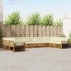 vidaXL Set divani 10 pcs Naturale e Crema Legno di Acacia Massello