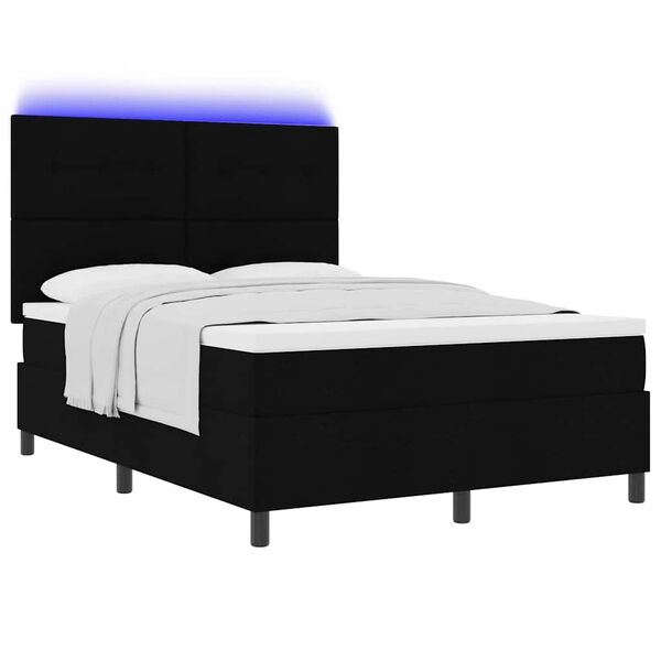 vidaXL Letto a molle con materasso con led Nero 140 x 200 cm Tessuto
