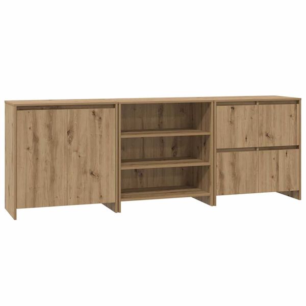 vidaXL Credenza con cassetto 3 pcs Rovere artigianale 70 x 41 x 75 cm