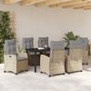 vidaXL Set da Pranzo per Giardino con cuscino 7 pcs Beige polyrattan
