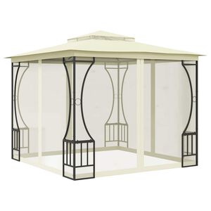 vidaXL Gazebo con Rete 300x300x265 cm Crema