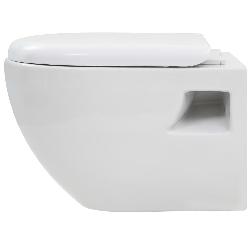 vidaXL WC a Muro con Sciacquone Nascosto in Ceramica Bianco Gabinetto Bagno 