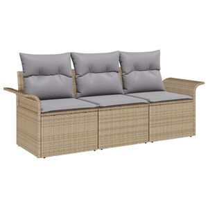 vidaXL Set di divani con cuscino 3 pcs Beige e grigio polyrattan