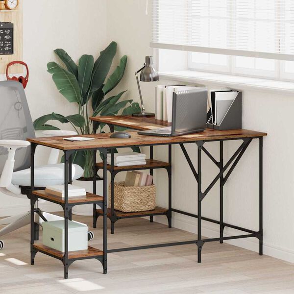 vidaXL Scrivania Legno vecchio 139 x 139 x 75 cm Legno multistrato