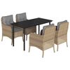 vidaXL Set da Pranzo da Giardino 5 pz con Cuscini Beige in Polyrattan