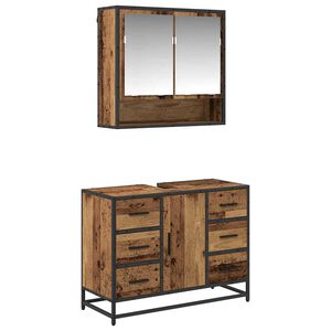 vidaXL Set di mobili per il bagno con cassetto 2 pcs Legno vecchio