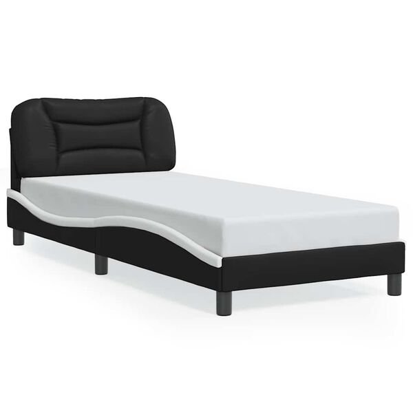 vidaXL Giroletto senza Materasso Hvar Nero e Bianco 90x200 cm in Similpelle