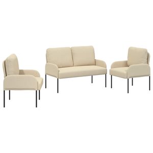 vidaXL Set divani 3 pz Crema Legno compensato