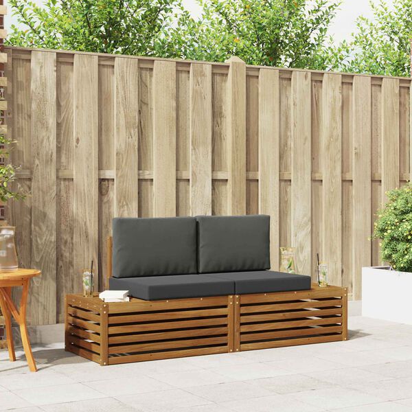 vidaXL Set di divani da esterno 2 Pezzo Naturale e Antracite