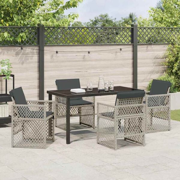 vidaXL Set da Pranzo per Giardino 5 pcs Grigio chiaro polyrattan