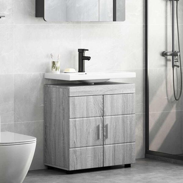 vidaXL Set di Armadi da Bagno TULUM Grigio Sonoma 60 x 34 x 63 cm