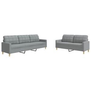 vidaXL Set di Divani 2 pz Grigio Chiaro in Tessuto