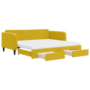 vidaXL Divano Letto Estraibile con Cassetti Giallo 100x200cm Velluto