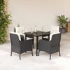 vidaXL Set da Pranzo da Giardino 5 pz Nero con Cuscini in Polyrattan