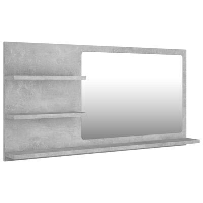 vidaXL Specchio da Bagno Grigio Cemento 90x10,5x45cm Legno Multistrato