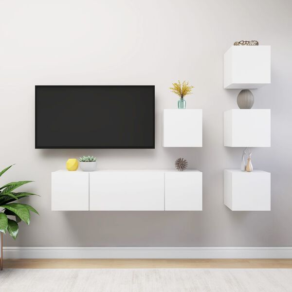 vidaXL Set Mobili Porta TV 6 pz Bianco in Legno Multistrato