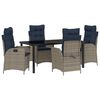 vidaXL Set da Pranzo per Giardino 5 pz Grigio e Nero Rattan