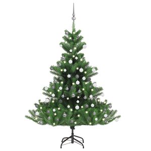 vidaXL Albero Natale Artificiale Nordmann LED Palline Verde 150 cm