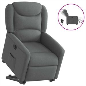 vidaXL Poltrona Alzapersona Reclinabile Elettrica Grigio Scuro Tessuto