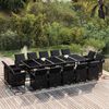 vidaXL Set Pranzo da Giardino 15 pz con Cuscini in Polyrattan Nero