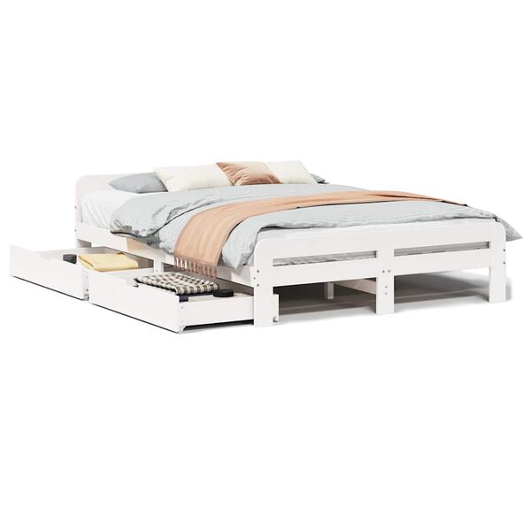 vidaXL Letto senza Materasso Bianco 160x200 cm Legno Massello di Pino