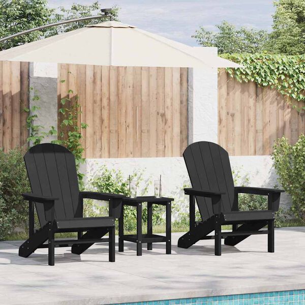 vidaXL Sedia da Giardino 3 pcs Nero Polietilene