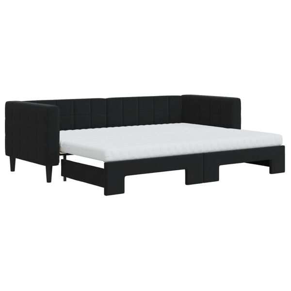 vidaXL Divano Letto Estraibile con Materassi Nero 80x200 cm Velluto