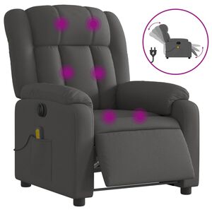 vidaXL Poltrona Reclinabile Massaggio Elettrica Grigio Scuro Tessuto