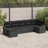 vidaXL Set Divano da Giardino con cuscino 7 pcs Nero polyrattan