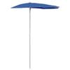 vidaXL Ombrellone Semicircolare da Giardino con Palo 180x90 cm Azzurro