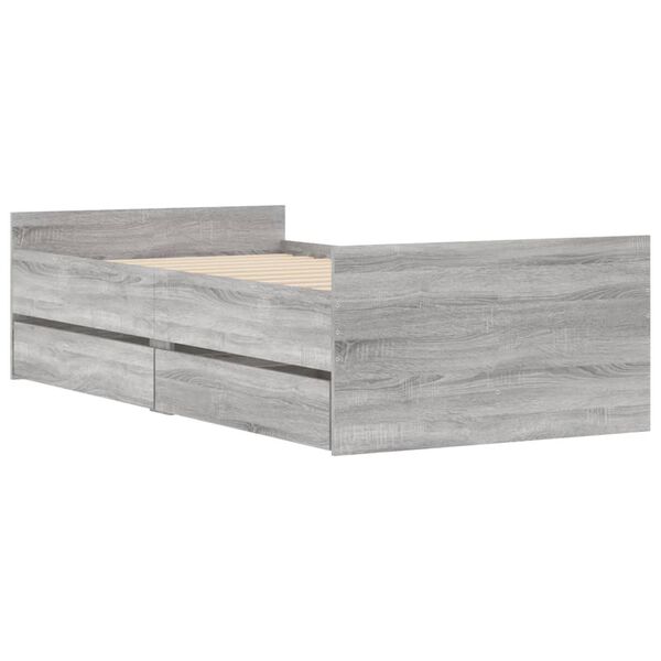 vidaXL Giroletto con Cassetti Grigio Sonoma 90x190 cm