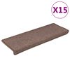 vidaXL Tappetini per scale 15 pz 65x21x4 cm Marrone Bordo rettangolare