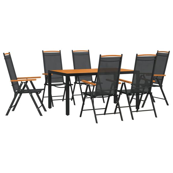 vidaXL Set da Pranzo da Giardino 7 pz Nero e Marrone in Alluminio