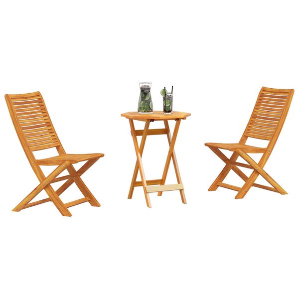 vidaXL Set Bistro Pieghevole 3 pcs Marrone Legno di Acacia Massello