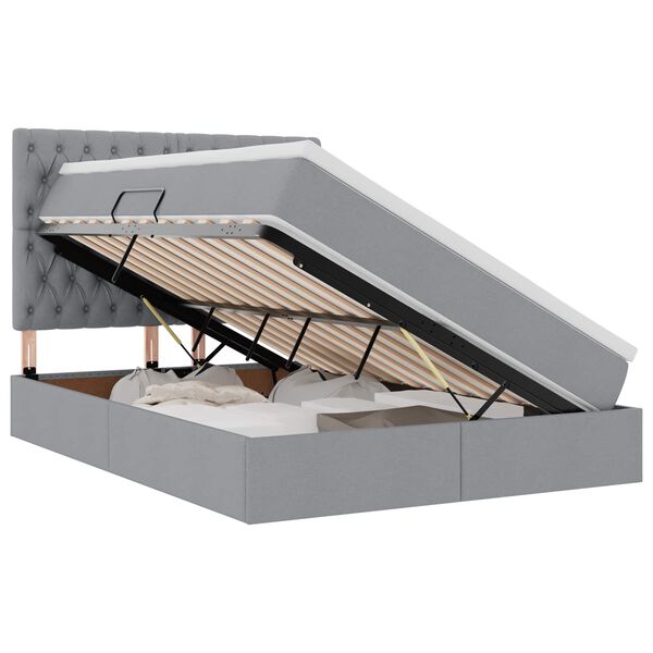 vidaXL Letto con contenitore e LED con led Grigio chiaro 140 x 190 cm