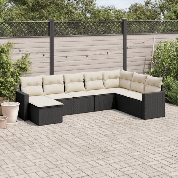 vidaXL Set Divani da Giardino con Cuscini 8 pz Nero in Polyrattan