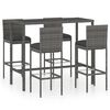 vidaXL Set da Bar da Giardino 5 pz con Cuscini in Polyrattan Grigio