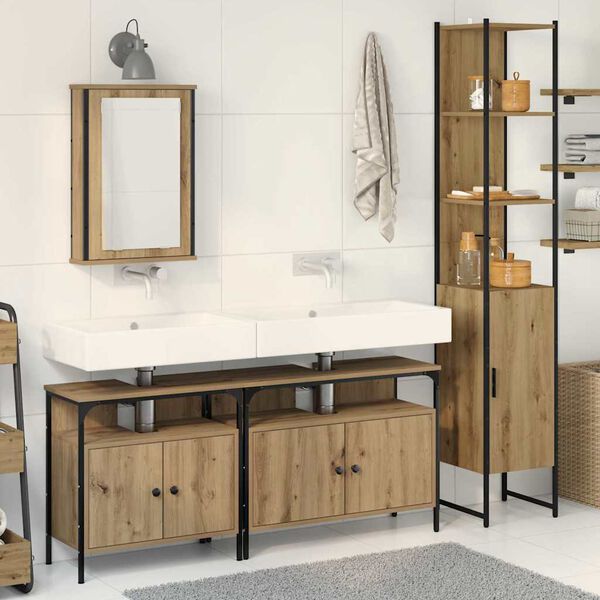 vidaXL Set di mobili per il bagno con porta 4 pcs Rovere artigianale