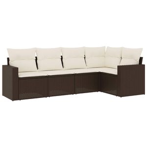 vidaXL Set Divano da Giardino 5 pz con Cuscini Marrone in Polyrattan