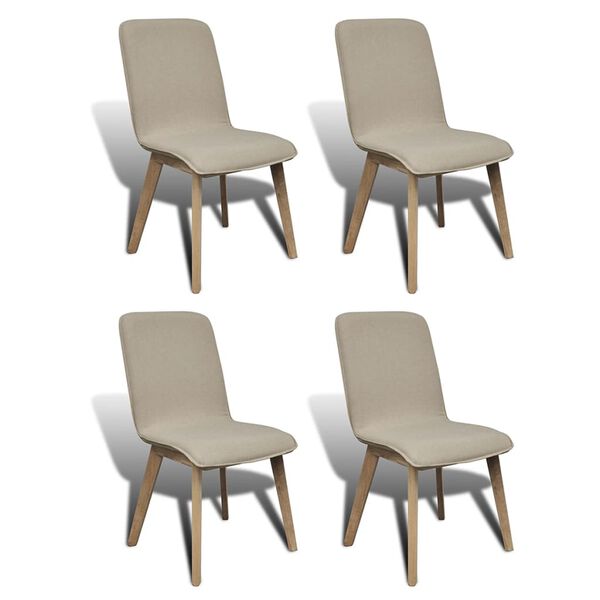 vidaXL Sedie Pranzo 4 pz Beige in Tessuto e Legno Massello di Rovere