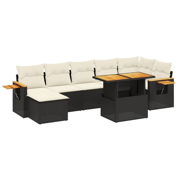 vidaXL Set Divani da Giardino con Cuscini 8 pz Nero in Polyrattan